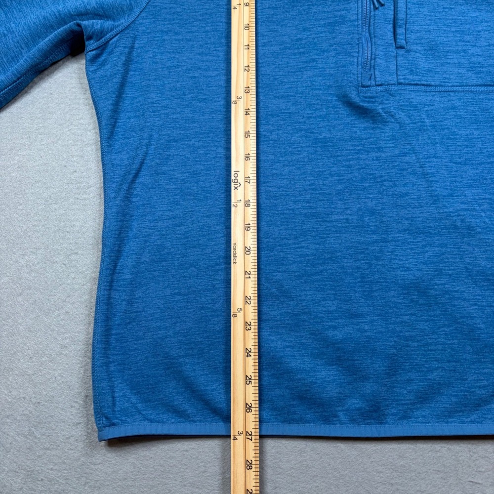 The North Face Mens XL Blue Heathered Quarter Zip Fleece Pullover Chest Pocket - Picture 7 of 9